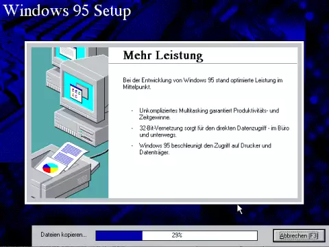 "Screenshot WINDOWS 95 Setup"